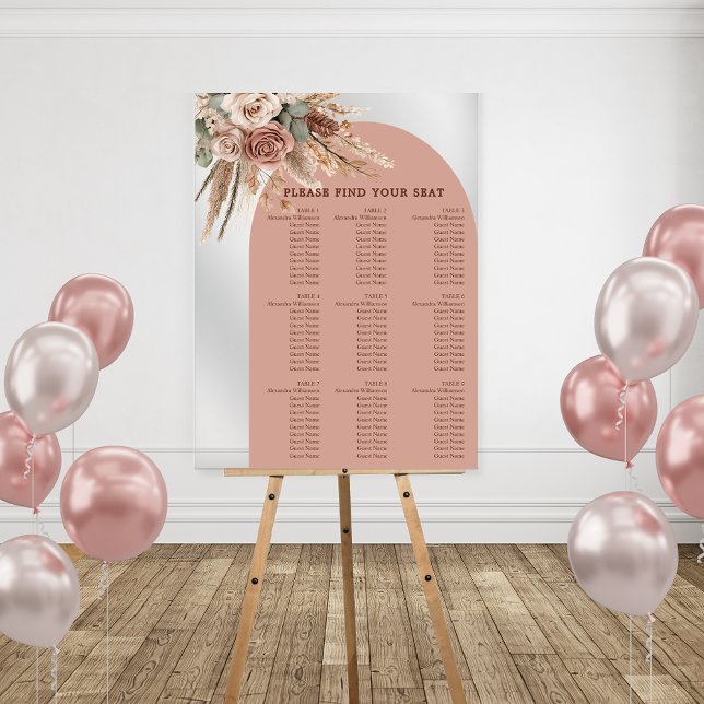 Taupe pampas grass wedding seating chart (Creator Uploaded)