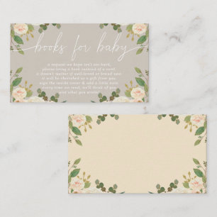 Taupe Peach Floral Baby Shower Book Request Enclosure Card