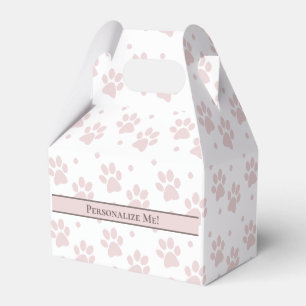 Taupe & Pink Paw Print – Personalized Party Favour Box