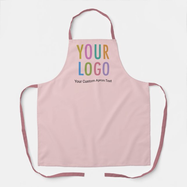 Taupe Pink Personalised Apron Custom Business Logo (Front)
