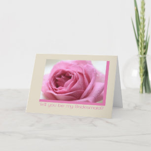 taupe pink rose bridesmaid invitation