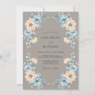 Taupe Powder Petal Wedding Invitation
