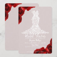 Taupe Red Roses White Leaves Dress Bridal Shower