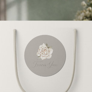 Taupe Rose “Thank You” Wedding Classic Round Sticker