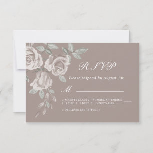 Taupe Rose Watercolor Wedding RSVP