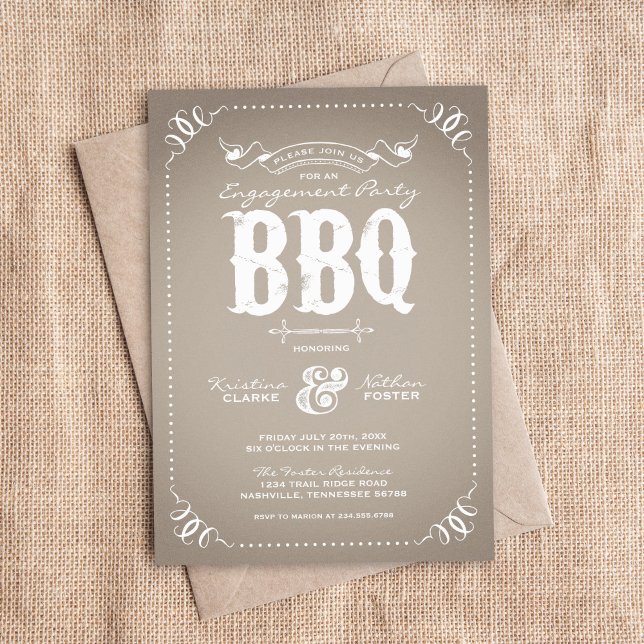 Taupe Rustic Engagement Party BBQ Invitation (Creator Uploaded)