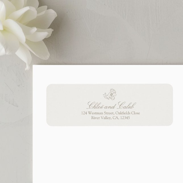 Taupe Sand | Botanical Return address label (Creator Uploaded)