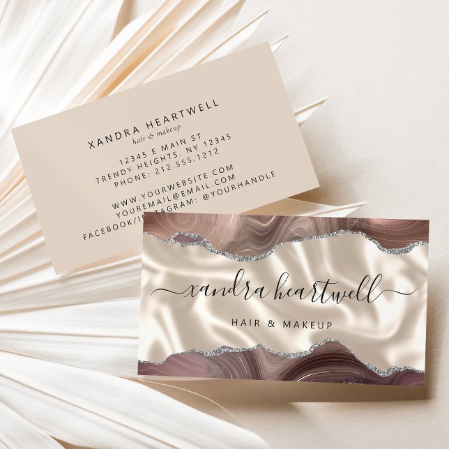 Taupe Silver Agate Ivory Luxury Business Card (Creator Uploaded)