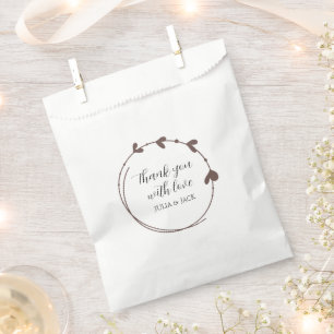 Taupe Simple Heart Wreath Wedding Favour Bags