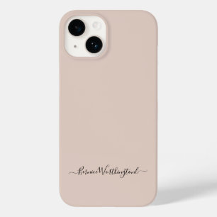 Taupe Simple Minimalist Script Custom Name Case-Mate iPhone 14 Case