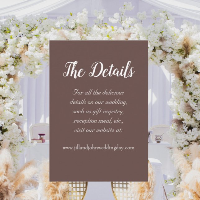 Taupe Simple Style Wedding Details Enclosure Card (In Situ Wedding)