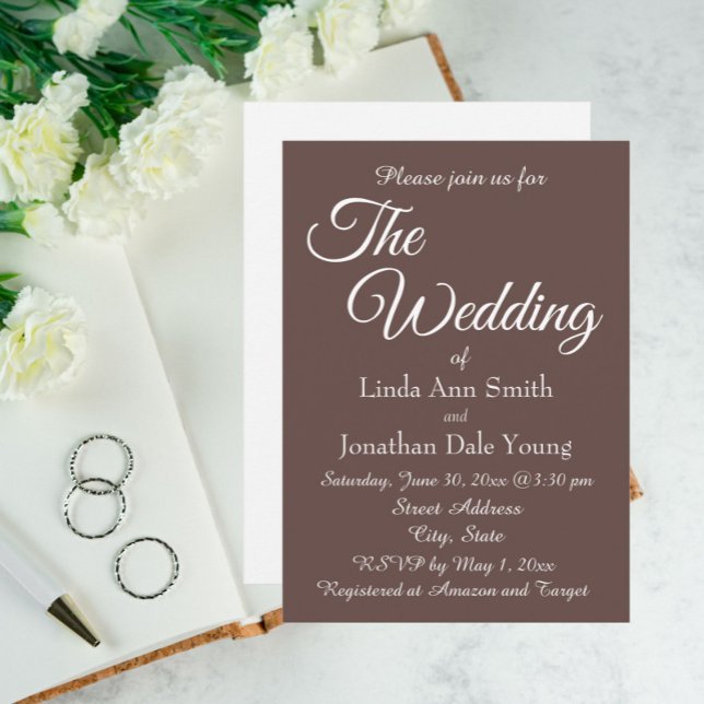 Taupe Simple Style Wedding Invitation (In Situ Wedding)