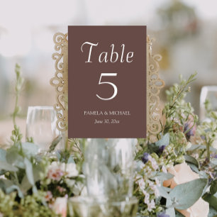 Taupe Simple Style Wedding Table Number