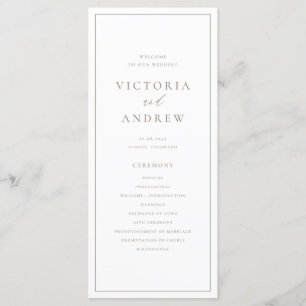 Taupe Simple Typography Formal Wedding Programme