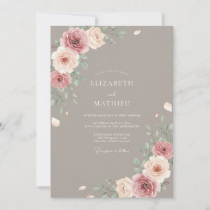 Taupe Sophisticated Vintage Wedding Invitation