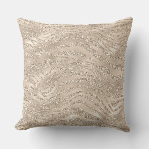 Taupe Sparkle Designer Throw Pillow