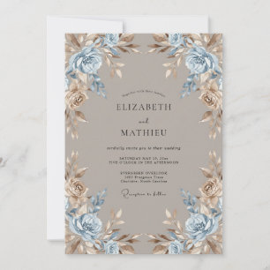 Taupe Stately Winter Wedding Invitation