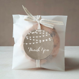 Taupe String Lights Thank You Sticker