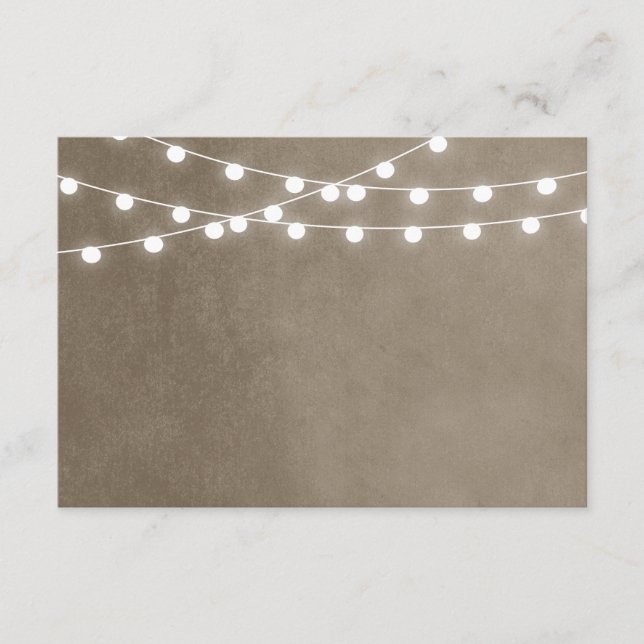 Taupe String Lights Wedding Insert Card (Front)