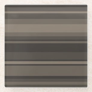Taupe stripes glass coaster