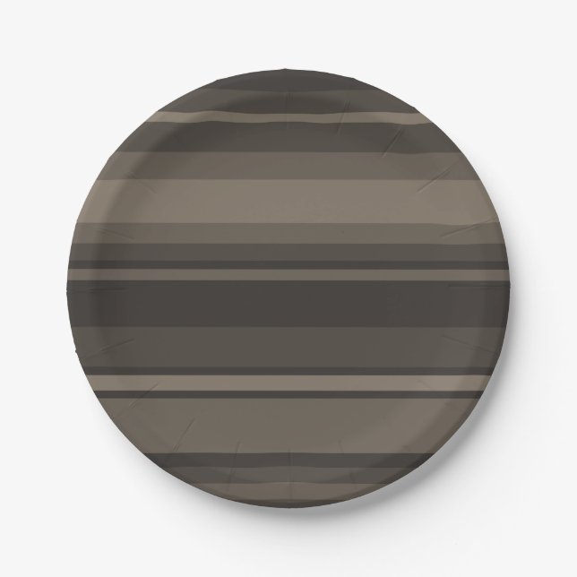 Taupe stripes paper plate (Front)