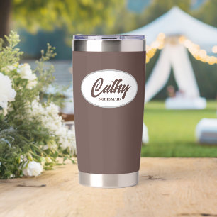 Taupe Stylised Wedding Bridesmaid Name Insulated Tumbler