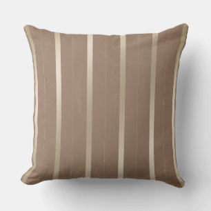 Taupe Tan and Silver Stripes Throw Pillow