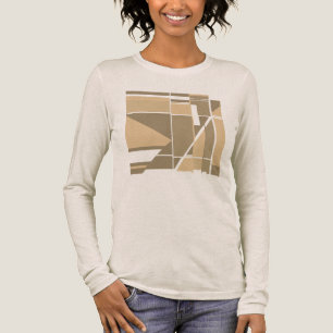 Taupe Tan Geometric Boxes Abstract MCM-like Design Tri-Blend Shirt