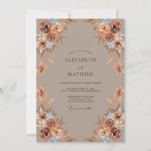 Taupe Terracotta Painted Wedding Invitation