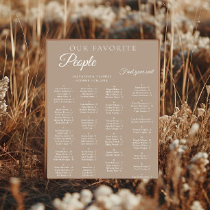 Taupe Wedding Alphabetical Seating Chart