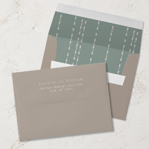 Taupe Wedding Envelope with Sage Green Liner 