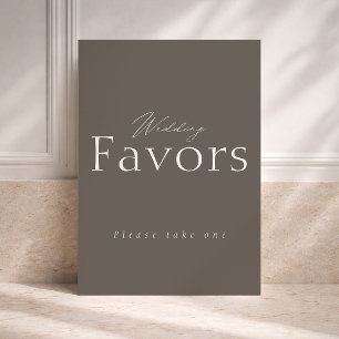 Taupe Wedding Favors Sign Invitation