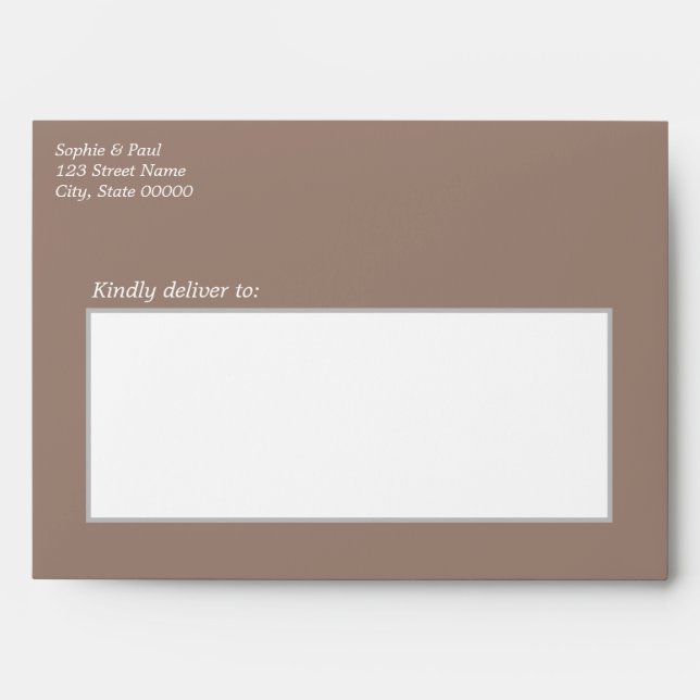 Taupe Wedding Invitation Envelope (Front)