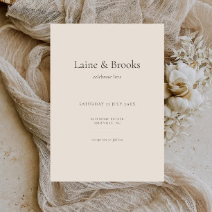 Taupe Wedding Invitation   Minimal Elegant Neutral