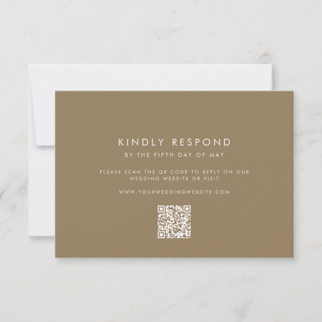 Taupe Wedding RSVP Card (Front)