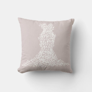 Taupe & White Leaves Dress Modern Fashion Chic Cushion