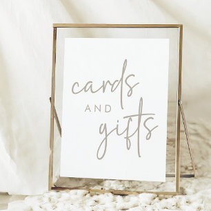 Taupe & White Minimal Bridal Shower Cards & Gifts Poster