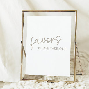 Taupe & White Minimal Script Bridal Shower Favours Poster