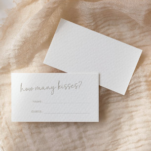 Taupe & White Minimal Script How Many Kisses Game Enclosure Card