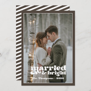 Taupe & White Newlyweds Christmas Holiday Card