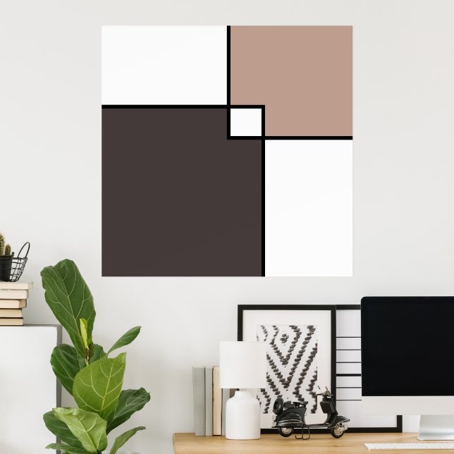 Taupe White Squares Poster (Home Office)