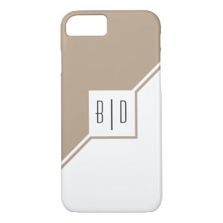Taupe, white triangles, monogram modern geometric Case-Mate iPhone case