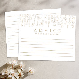 Taupe Wildflower Baby Shower Advice Card