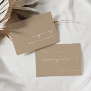 Taupe Will You Be My Maid of Honour Proposal Card