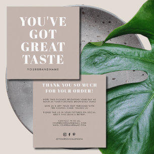 Taupe you've got great taste thank you square business card