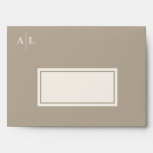 Taupe Zinnia Flower Monogram Wedding Invitation Envelope