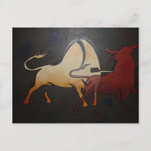 Taurean Bulls Animal Abstract Art Postcard