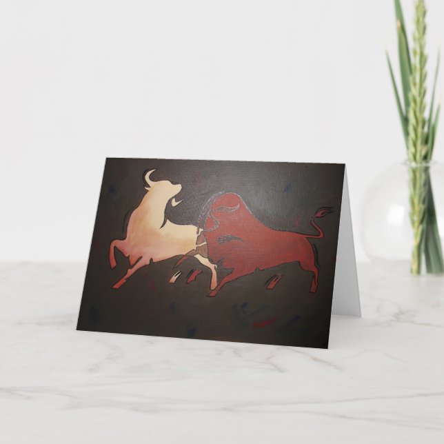 Taurean Bulls Animal Art  Card (Front)
