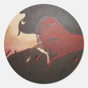 Taurean Bulls Animal Art Classic Round Sticker