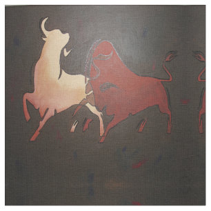 Taurean Bulls Animal Art  Fabric